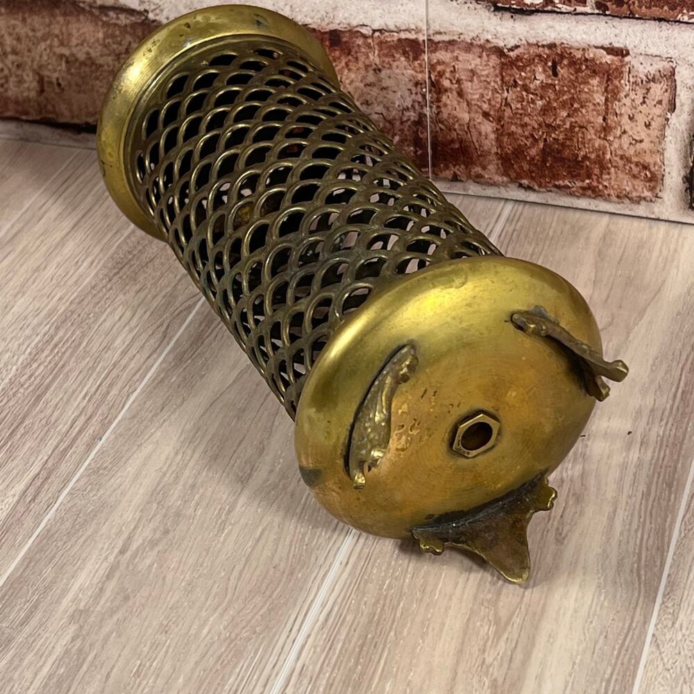 Beautiful Vintage Brass Arabic Lantern Pillar Candle Holder With Lattice Detail - Picture 7 of 9